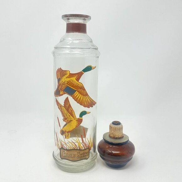 Vtg Cabin Still Bourbon Glass Decanter Sportsman Mallard Duck Amber Stopper - Picture 2 of 16